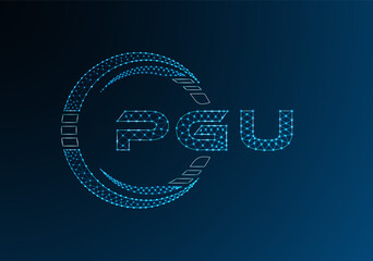 PGU low poly letter logo vector design. PGU lower poly logo design. Low poly logo.