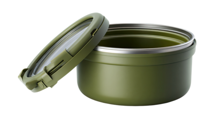 Olive green portable food container with lid