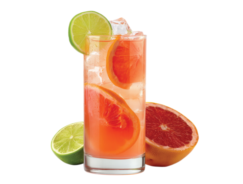 Classic paloma cocktail isolated on transparent background, Clipart png
