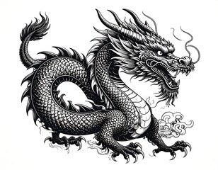 Powerful, detailed dragon illustration