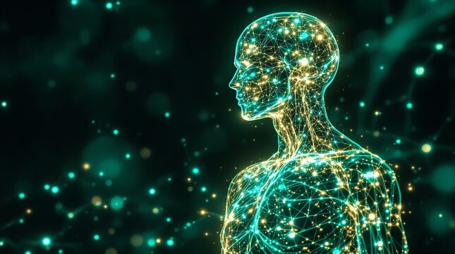 Exploring human anatomy with digital network connection and artificial intelligence technology concept