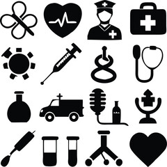 Obraz premium Syringe, Doctor, Nurse cap, Pill, Ambulance, Icon File