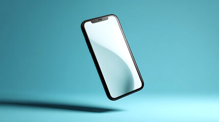 Sleek mobile phone floating, ready for app promotion or tech presentation, technology mock up display