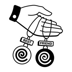 A hand drawn style icon depicting bff charms
