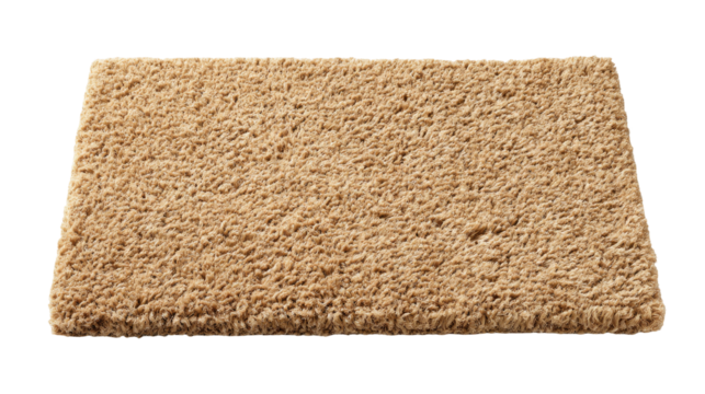 Rectangular tan-colored plush rug