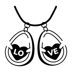 A sketchy style icon showing love pendant
