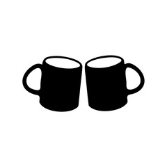 Two coffee cups or mugs clinking together in a celebratory toasting gesture