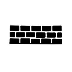A simple black and white illustration of a brick wall structure