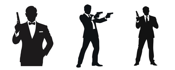 Silhouette set of male bodybuilding workout poses illustration