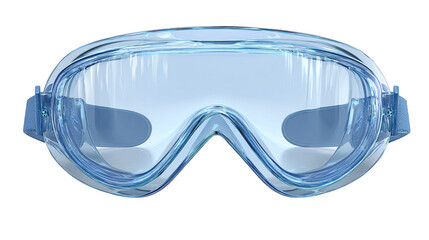 Light blue swimming goggles, clear lenses, front view