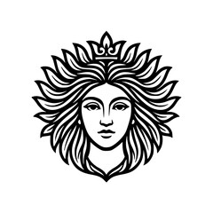 Nature Goddess Illustration with Decorative Leaf Hair Design