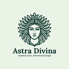 Elegant Goddess Logo with Decorative Floral Hair Illustration