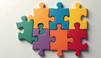 Colorful four puzzle pieces connected together
