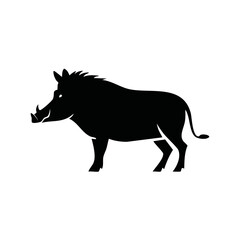 Fototapeta premium Warthog Boar Animal Vector Logo in Black and White, Minimalist Design, Ideal for Wildlife Branding, Nature Illustration, and Distinct Animal Identity 