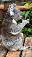 Obraz premium Koala eating leaves