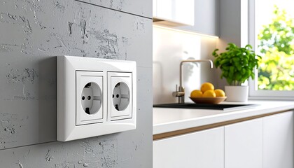 Modern double electrical outlet in kitchen