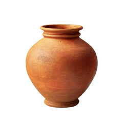 Rustic terracotta vase artfully crafted highlighting smooth curves against a pure transparent field