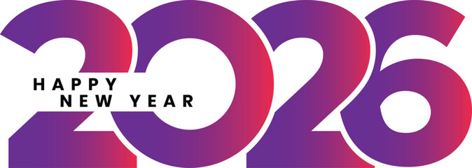 Fototapeta premium 2026 Happy New Year Color Number. Logotype Style and Vector Art Design. 