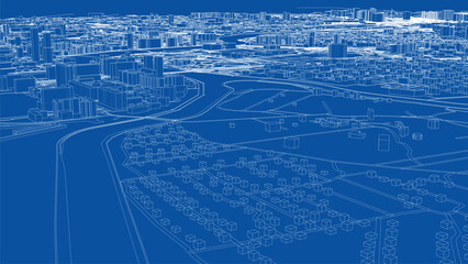 Urban Blueprint of a Cityscape