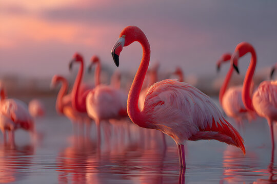 Marshes of the El Roc&iacute;o, Huelva, Andalusia, Spain. Famingos and other birds inthe Do&ntilde;ana National Park.