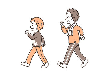 ウォーキングしているおじいさんとおばあさん（シンプル）