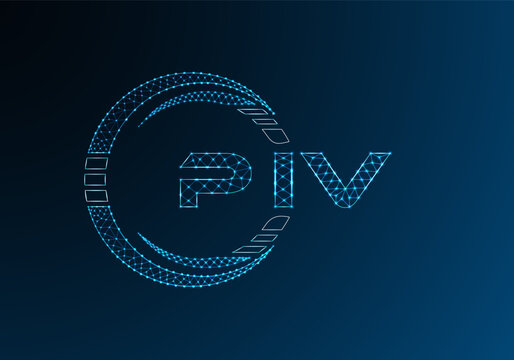 PIV low poly letter logo vector design. PIV lower poly logo design. Low poly logo.