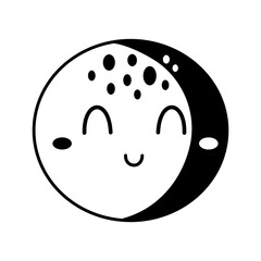Cute full moon clipar, isolated black and white celestial doodle. Vector illustration