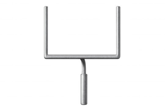 Metallic american football goal post isolated on transparent background, ready for composition