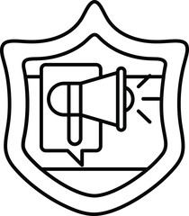 A shield with a microphone on it