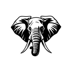 Illustration of Elephant head. Design element for logo, sign, poster, emblem. Vector illustration