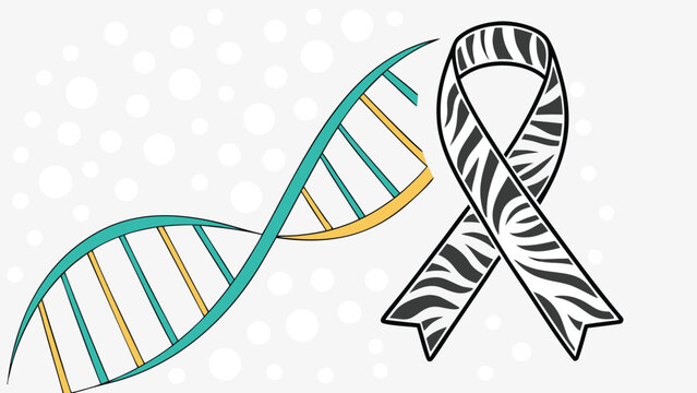 World NET Cancer Day Vector Illustration, Zebra Ribbon with DNA Helix, Symbolic Medical Awareness and Hope Design