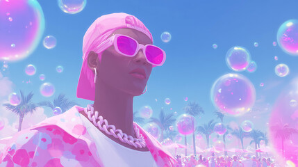 Hot summer hit, vaporwave mood