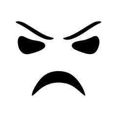 Minimalist Black and White Expression of Anger and Disapproval with Intense Eyebrows