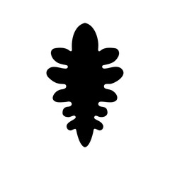 Stylized Silhouette of an Oak Leaf with Lobes Against White Background