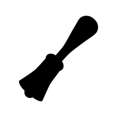 Elegant black silhouette illustration of a vintage hand bell with wooden handle