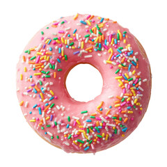 Pink glazed donut topped with colorful sprinkles (1)