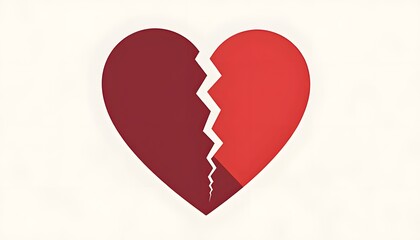 Red Broken Heart with Cracks Illustration

