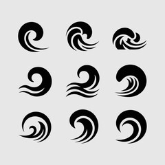 Fototapeta premium Premium Wave Icon Vector Set Minimalist Ocean Water Symbols for Surf, Sea, UI, Nautical Branding & Print Clean Modern Adobe Stock Asset