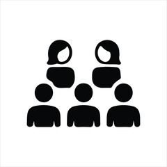 Group of five people icon in a staggered formation team gathering