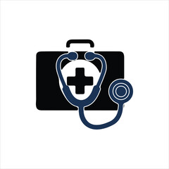 Medical Bag with Stethoscope and Cross Symbol Icon doctor bag first aid kit