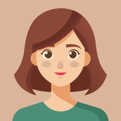 Minimalist Girl Portrait Vector Illustration, Clean Modern Side-View with Flat Color Blocks and Subtle Gradients