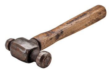 Vintage ball-peen hammer with a worn wooden handle