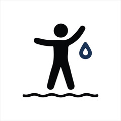 Person Standing in Water with Rain Drop Icon human figure