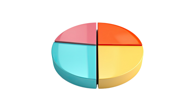 Colorful pie chart circular data infographic isolated on white background