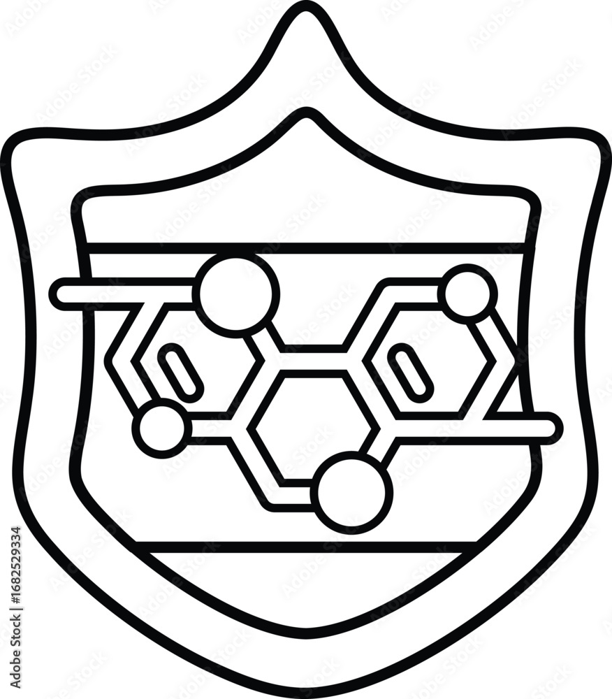 Canvas Prints a shield with a logo of a molecule on it