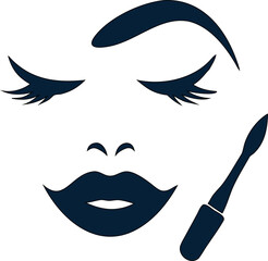 Woman face silhouette vector with lips, nose, eyebrow, and eyelash, perfect for beauty brand logos and fashion graphics.