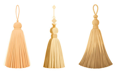 Elegant peach tassel designs for home decor curtains upholstery and crafts isolated on a white or transparent background
