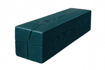 Weathered teal wooden plank surface, revealing textured cracks, positioned against transparent backdrop for graphic design purposes