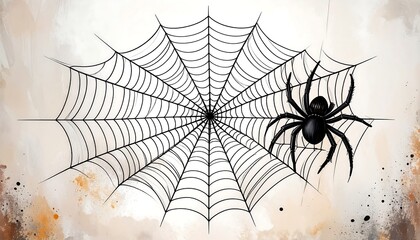 Obraz premium Spider on web, grunge background