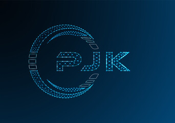 PJK low poly letter logo vector design. PJK lower poly logo design. Low poly logo.